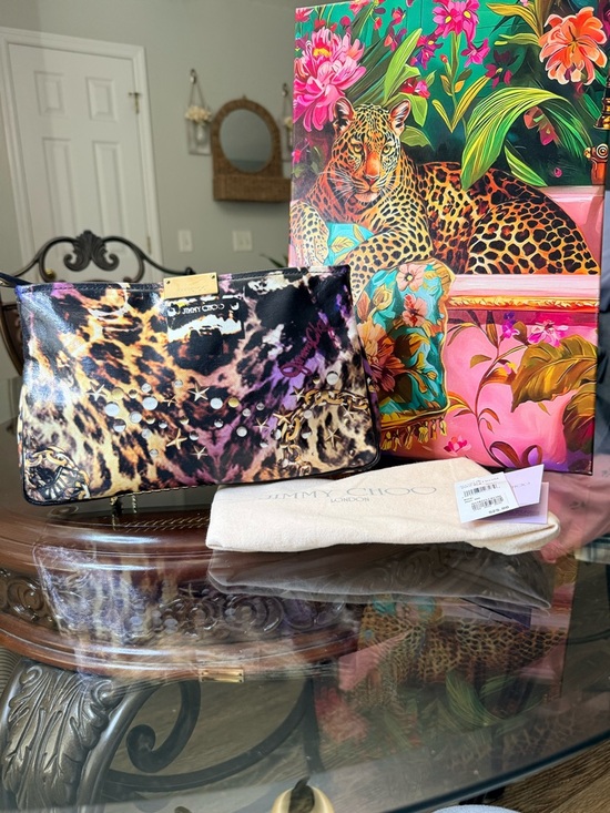 Jimmy Choo Handbags - Jimmy Choo Leopard-Print Patent Clutch